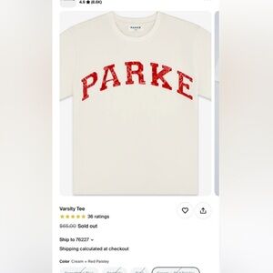PARKE VARSITY TEE L/XL NEW!! Sold out!
